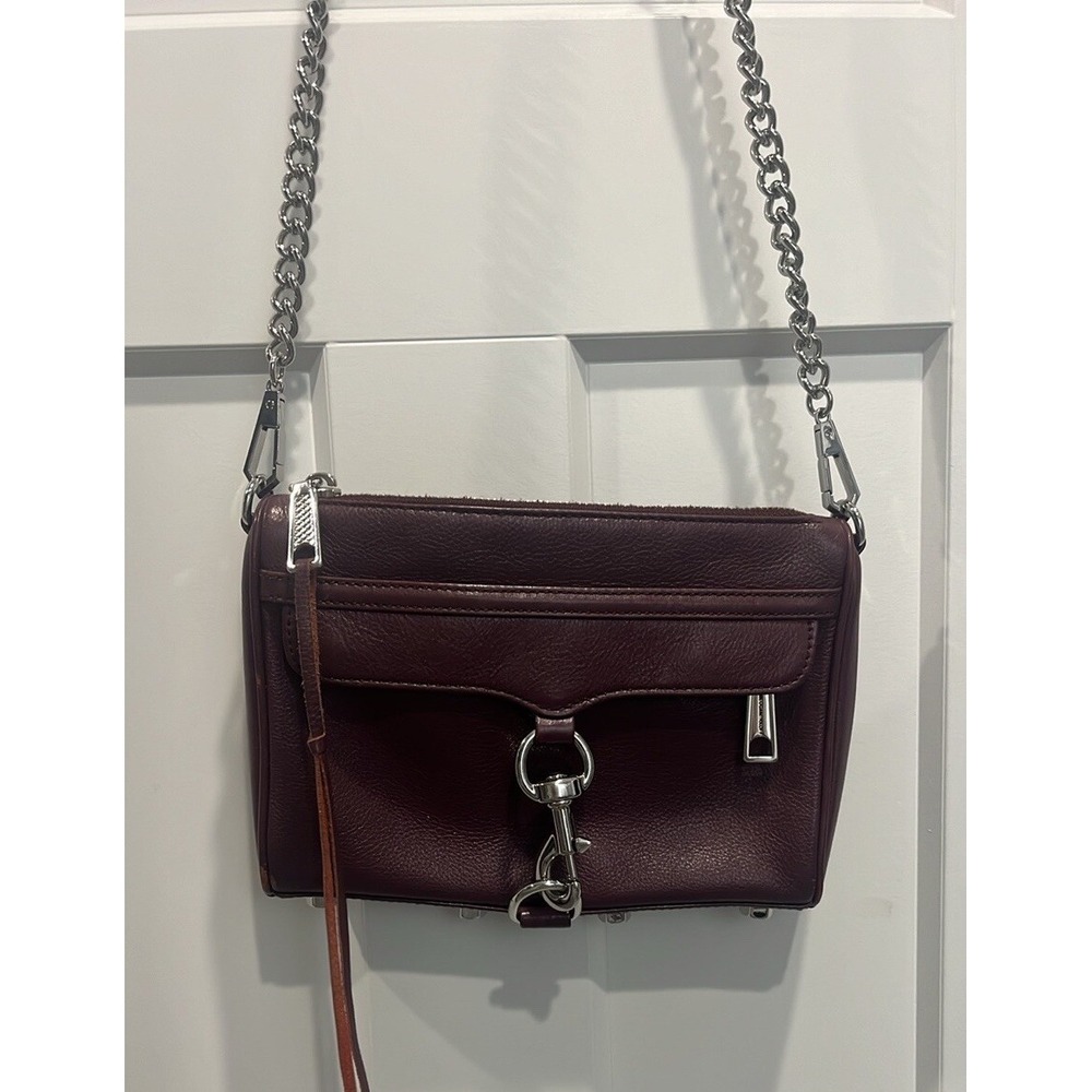 Rebecca Minkoff Crossbody Purse Leather‎ Silver Hardware Burgundy Color Bag